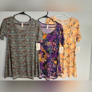 Lot of 3 LULAROE Perfect T XXS NEW WITH TAGS Floral Multi Colored